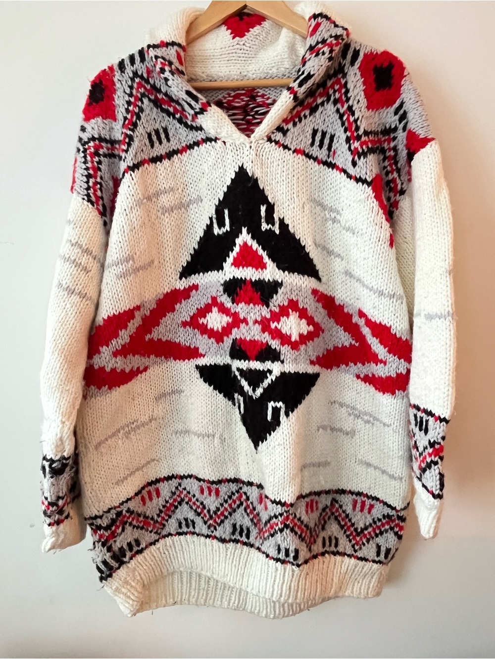 Hand Knit First Nations Over Sized Wool Sweater XL/XXL